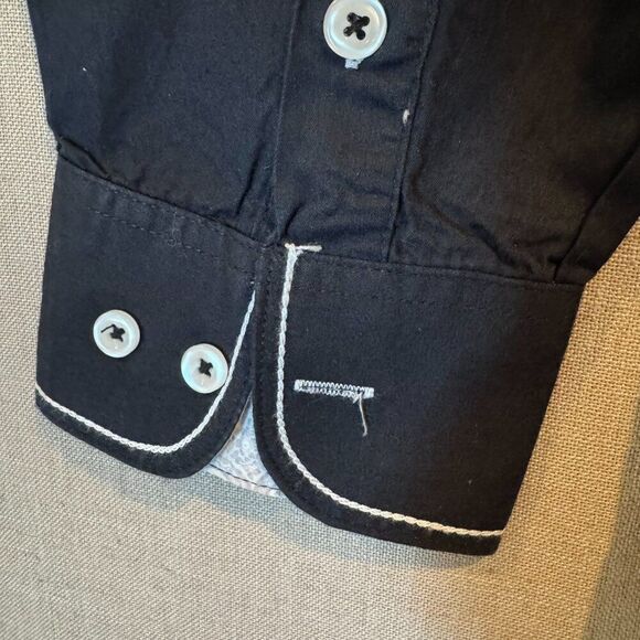 Panhandle Rough Stock Men’s Long Sleeve Western Shirt Black Contrast Stitch M - Picture 5 of 10